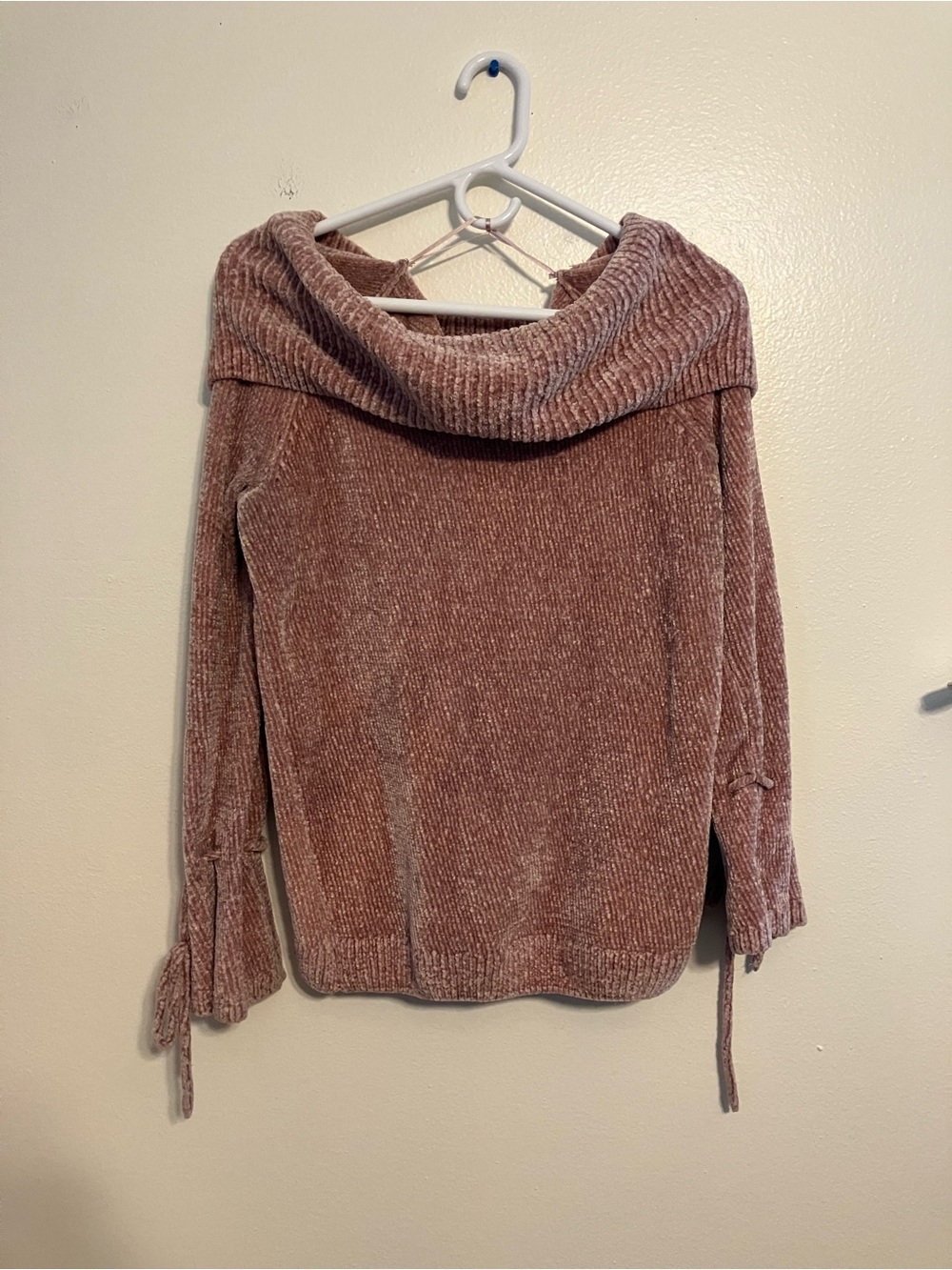 LC Lauren Conrad Blush Chenille Off-Shoulder Sweater